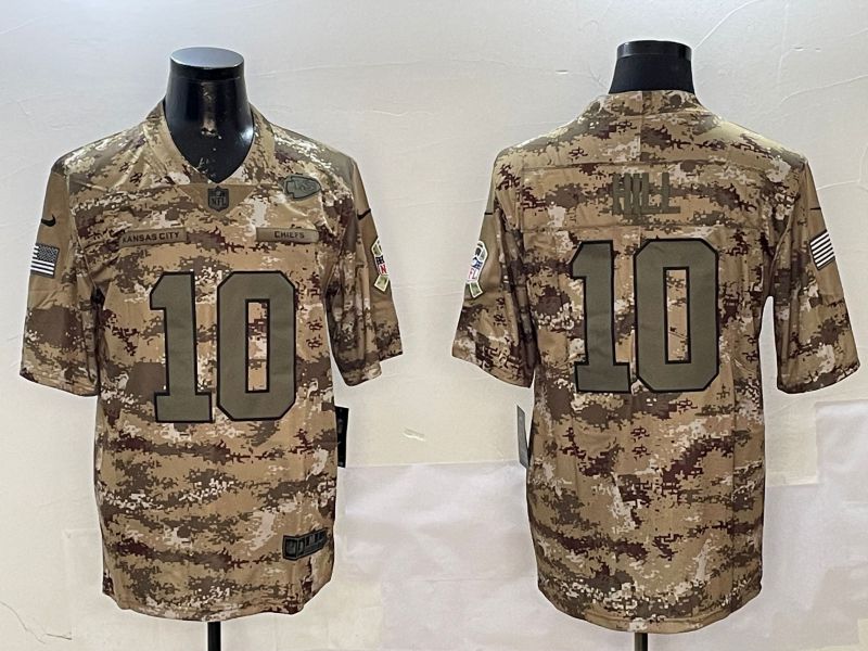 Men Kansas City Chiefs #10 Hill Camo Nike 2025 Salute to Service Limited NFL Jersey style 2